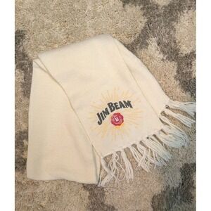 Jim Beam Scarf Ivory Knit Fringe Logo Drink Smart Recycled Polyester